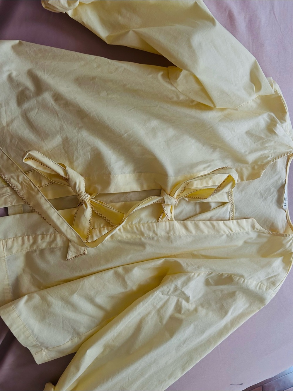 Zara Pale Yellow Tie-Back Cotton Top